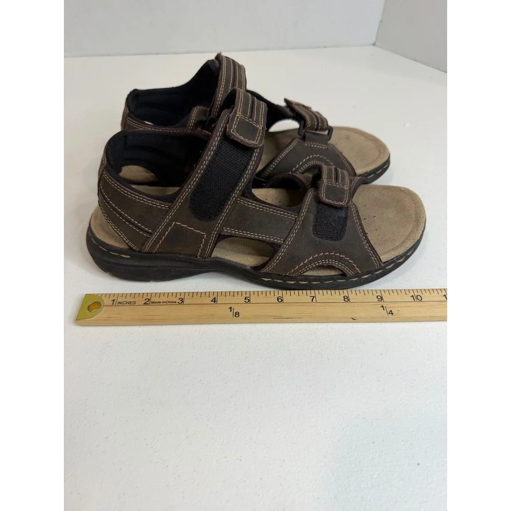 Dockers Mens Dark Brown Leather Strappy Sport Sandals Size 9M